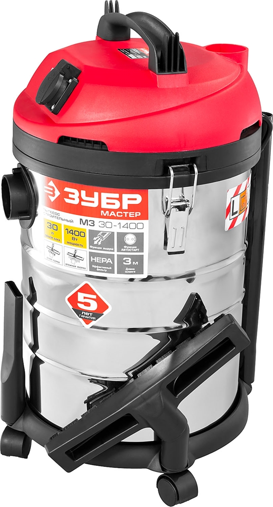ЗУБР   М3, 30 л, 1400 Вт, строительный пылесос (ПУ-30-1400 М3) ПУ-30-1400 М3