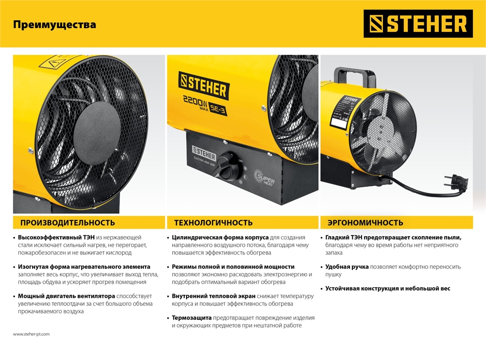 STEHER  3 кВт, электрическая тепловая пушка (SE-5) SE-5