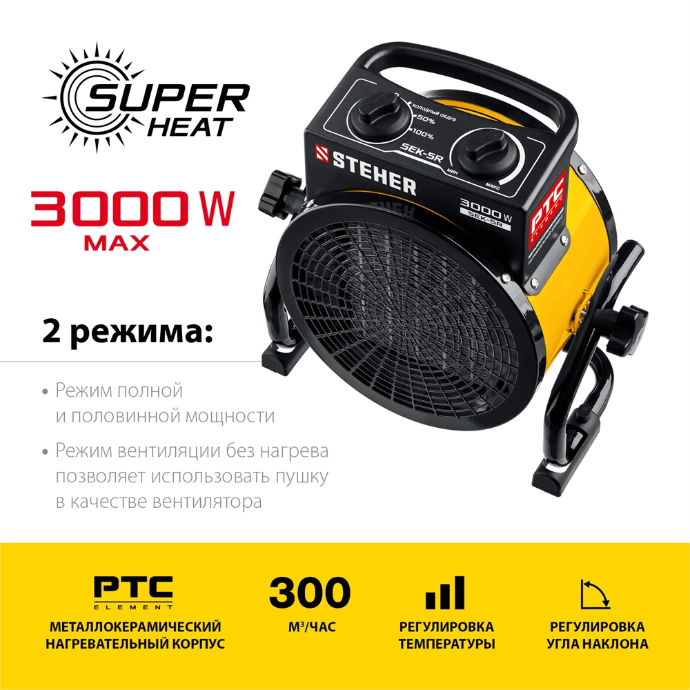 STEHER  3 кВт, электрическая тепловая пушка (SEK-5R) SEK-5R
