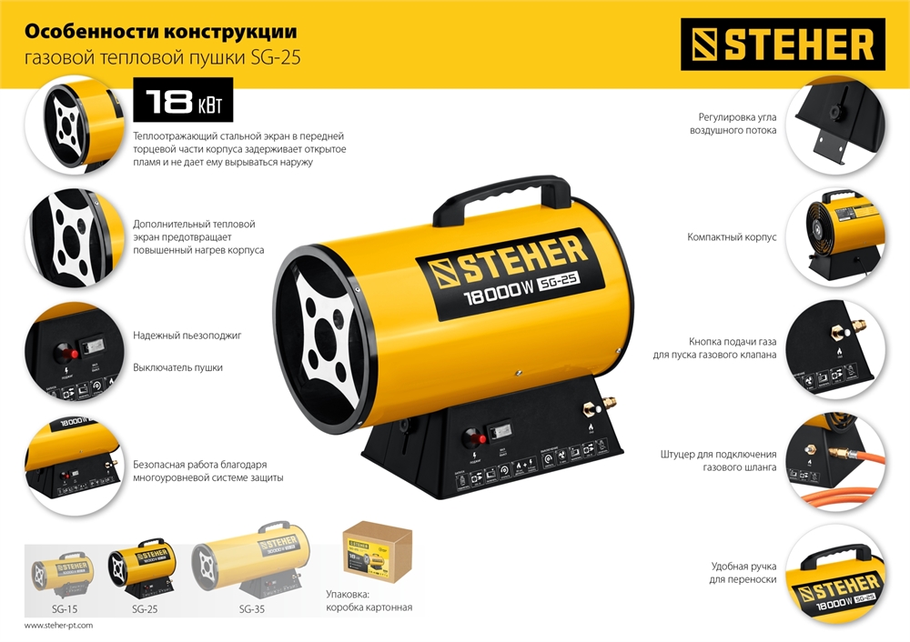 STEHER  18 кВт, газовая тепловая пушка (SG-25) SG-25
