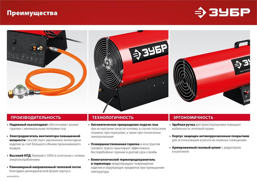 ЗУБР  55 кВт, газовая тепловая пушка (ТПГ-55) ТПГ-55