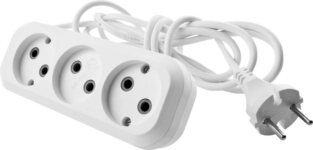 СИБИН  У-20, ПВС, 2 х 0.75 мм2, 1300 Вт, 3 гн., 2 м, бытовой удлинитель (55031-2) 55031-2