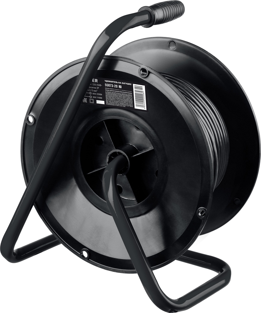 STAYER  S-207, ПВС, 2 х 0.75 мм2, 20 м, 2200 Вт, удлинитель на катушке (55073-20) 55073-20_z02