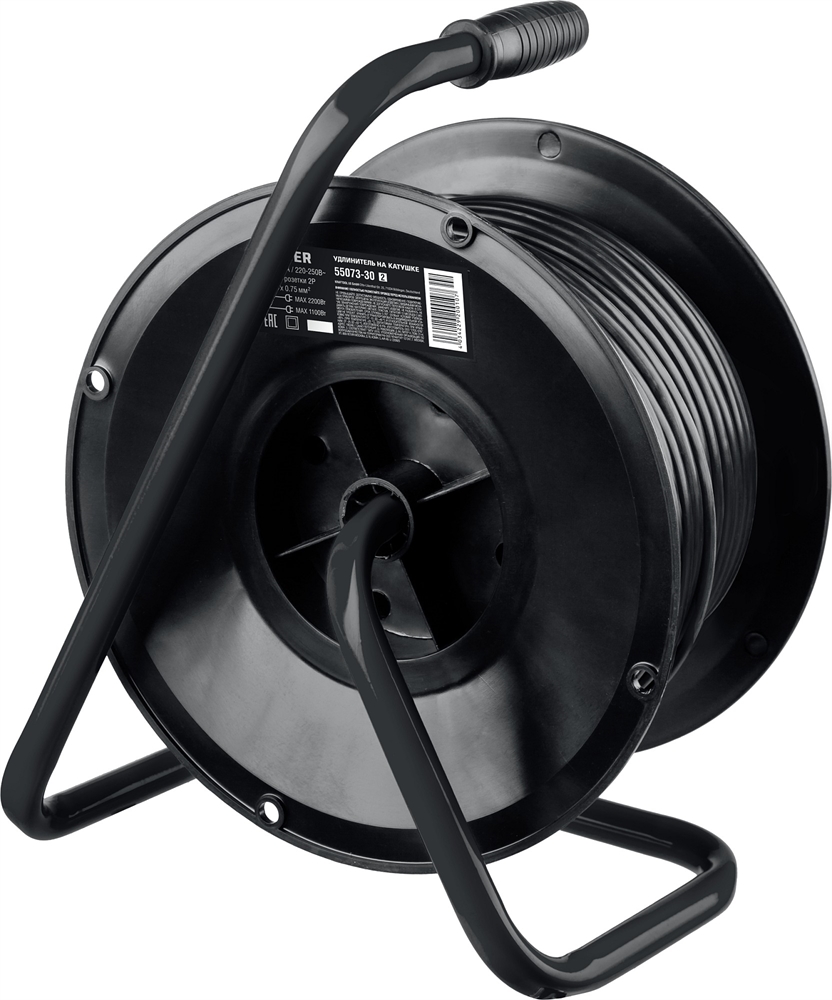 STAYER  S-207, ПВС, 2 х 0.75 мм2, 30 м, 2200 Вт, удлинитель на катушке (55073-30) 55073-30_z02