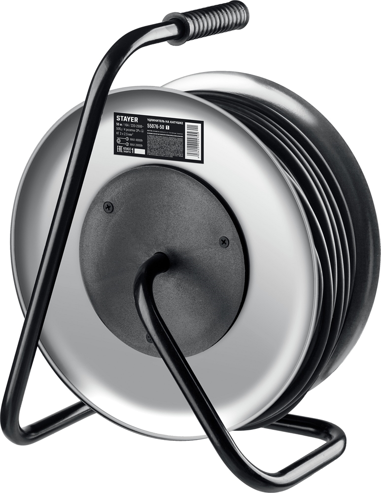 STAYER  PRO-325, КГ, 3 х 2.5 мм2, 50 м, 4000 Вт, IP44, силовой удлинитель на стальной катушке (55076-50) 55076-50_z01