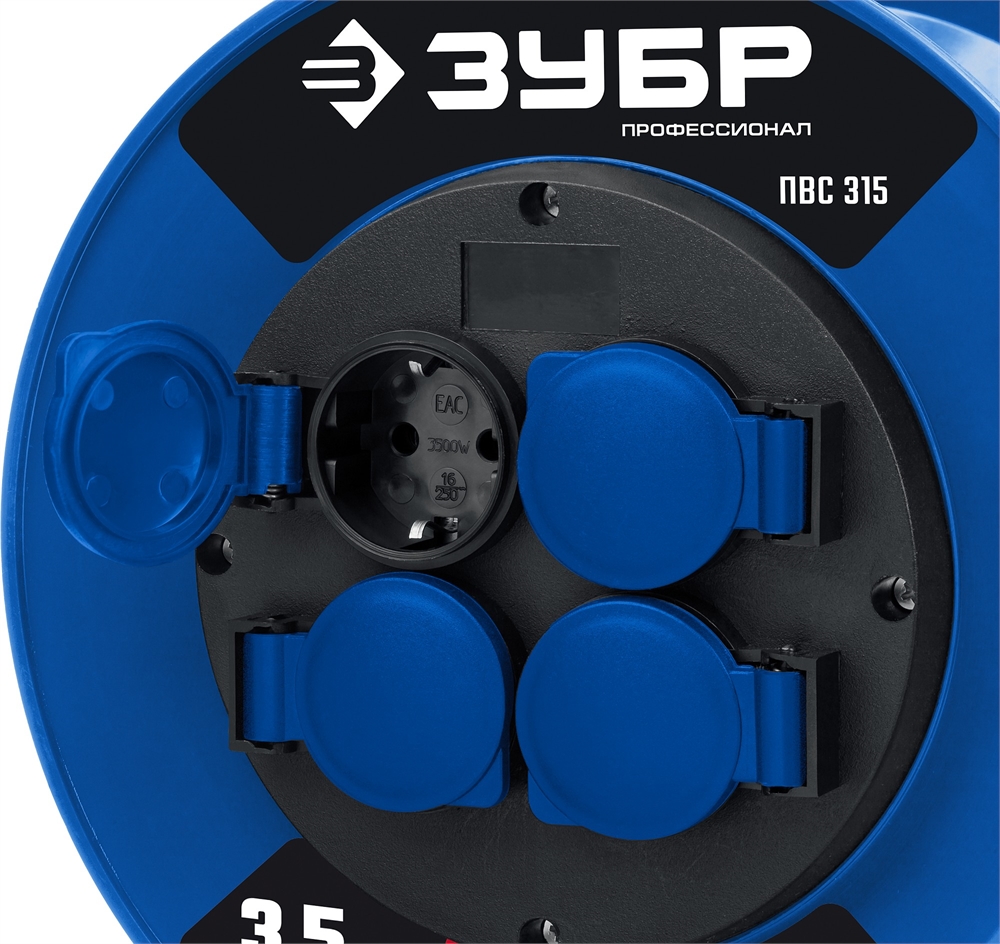 ЗУБР  ПВС 315, ПВС, 3 x 1.5 мм2, 50 м, 3500 Вт, IP44, силовой удлинитель на катушке, Профессионал (55081-50) 55081-50_z01
