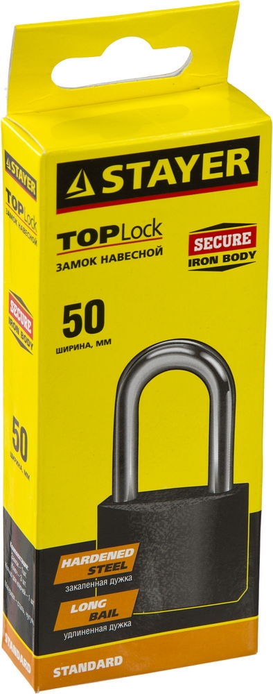 STAYER  50 мм, удлиненная дужка, навесной замок (37160-50-1) 37160-50-1