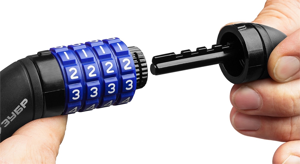 ЗУБР  950 мм, d 10 мм, кодовый, с изменяемым кодом, тросовый замок, Профессионал  (37262-95) 37262-95_z01