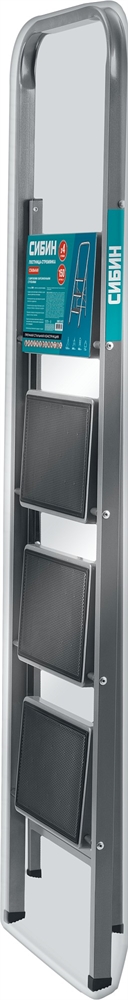 СИБИН  4 ступени, 95 см, c широкими обрезиненными ступенями, стальная стремянка (38807-04) 38807-04_z02