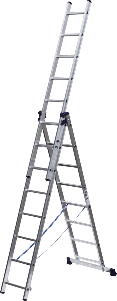 СИБИН  8 ступеней, со стабилизатором, алюминиевая, трехсекционная лестница (38833-08) 38833-08