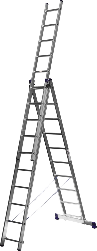 СИБИН  10 ступеней, со стабилизатором, алюминиевая, трехсекционная лестница (38833-10) 38833-10