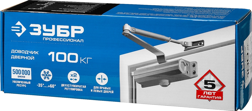 ЗУБР  до 100 кг, цвет белый, дверной доводчик, Профессионал (37911-100) 37911-100