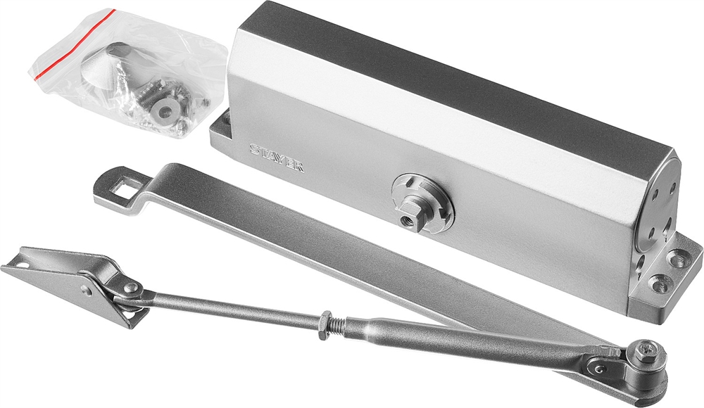 STAYER  MAXComfort, до 100 кг, цвет серебро, дверной доводчик (37915-100) 37915-100