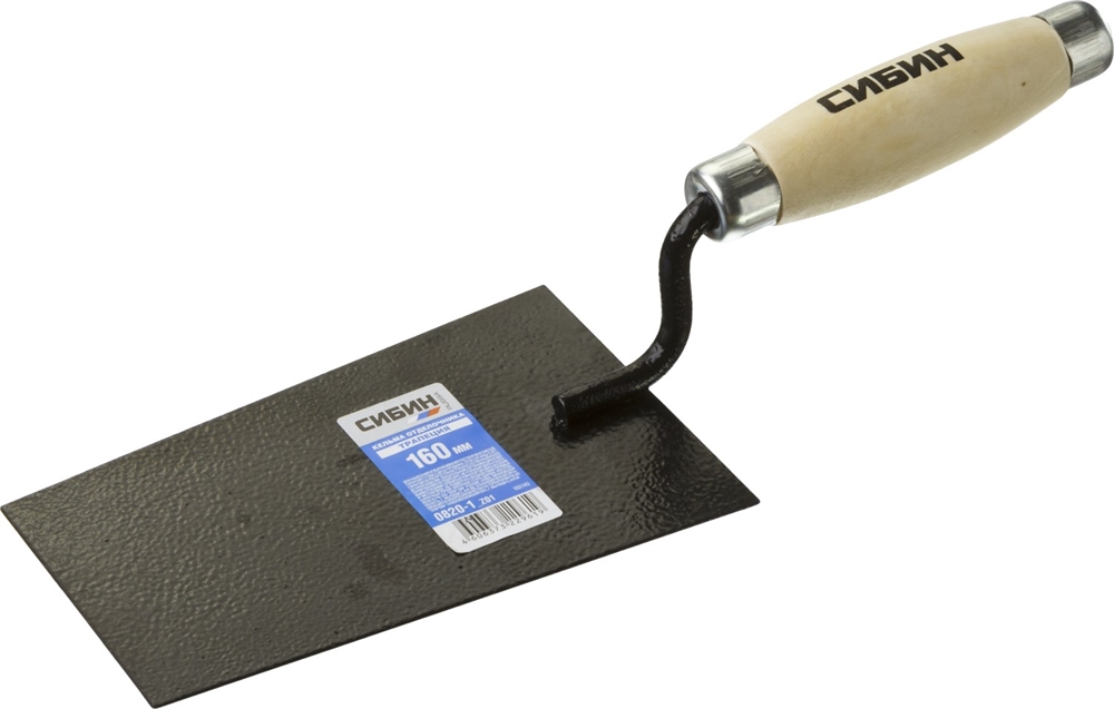 СИБИН  175 х 110 х 90 мм, деревянная ручка, стальная, кельма отделочника (0820-1) 0820-1_z01