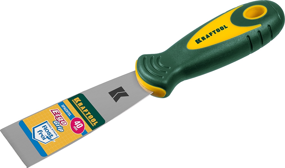 KRAFTOOL  40 мм, х-образное профилированное полотно, двухкомпонентная ручка, нержавеющий, шпатель (10035-040) 10035-040