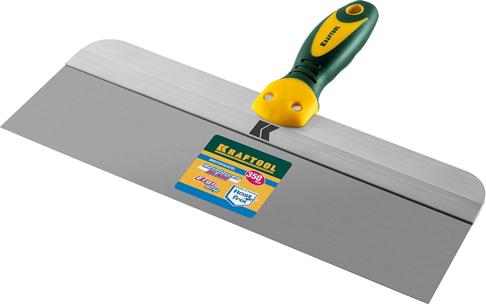 KRAFTOOL  350 мм, широкое полотно, алюминиевая направляющая, двухкомпонентная ручка, нержавеющий, фасадный шпатель (10036-350) 10036-350