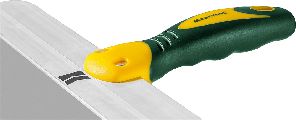 KRAFTOOL  450 мм, широкое полотно, алюминиевая направляющая, двухкомпонентная ручка, нержавеющий, фасадный шпатель (10036-450) 10036-450