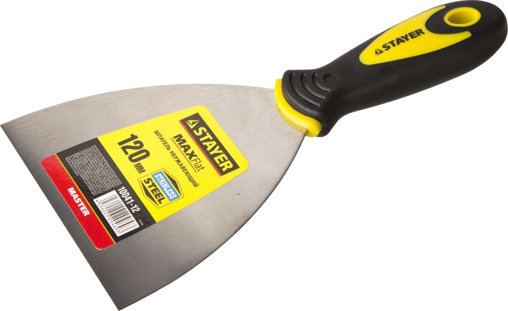 STAYER  MAXFlat, 120 мм, профилированное полотно, двухкомпонентная ручка, нержавеющий, шпатель (10041-12) 10041-12