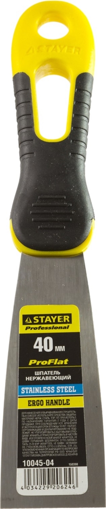 STAYER  PROFlat, 40 мм, х-образное профилированное полотно, облегченная двухкомпонентная ручка, нержавеющий шпатель, Professional (10045-04) 10045-04