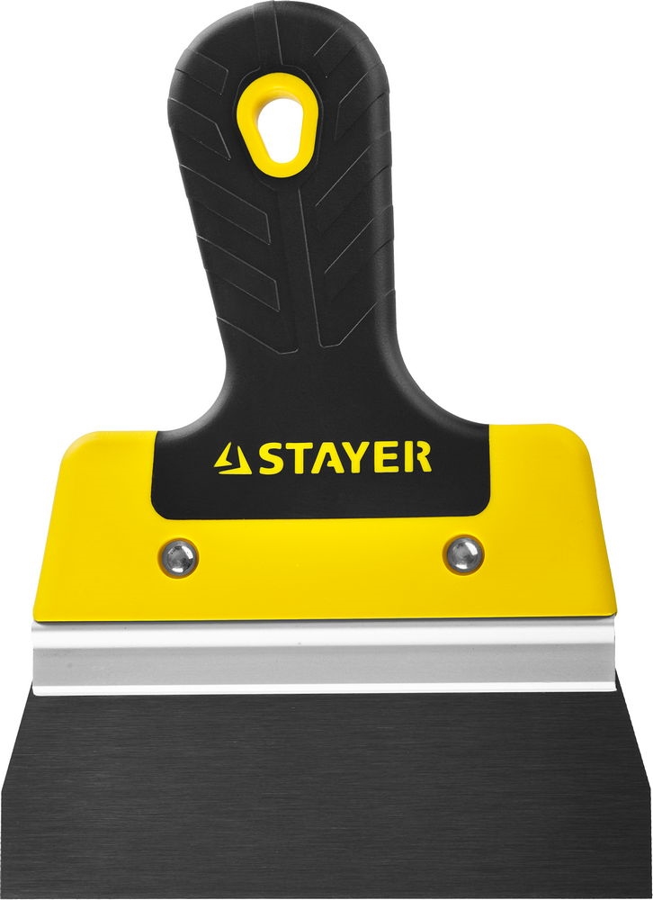 STAYER  PROFlat, 150 мм, усиленная алюминиевая направляющая, двухкомпонентная ручка, анодированный, фасадный шпатель, Professional (10045-15) 10045-15