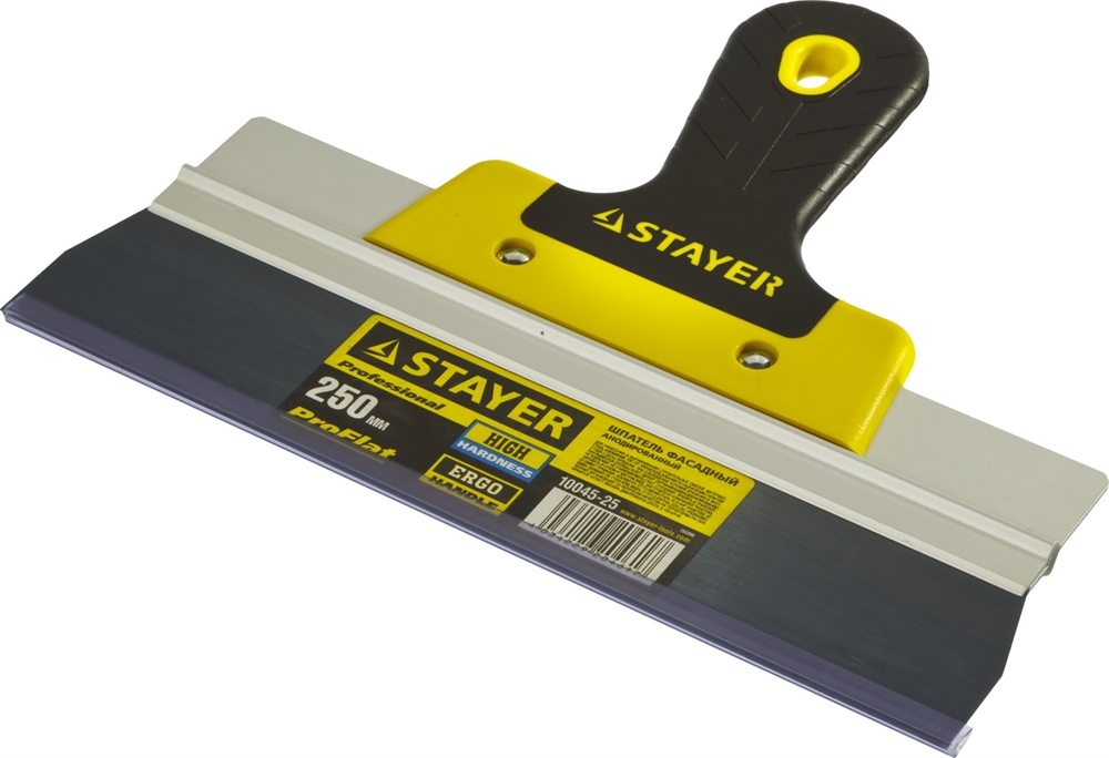 STAYER  PROFlat, 250 мм, усиленная алюминиевая направляющая, двухкомпонентная ручка, анодированный, фасадный шпатель, Professional (10045-25) 10045-25