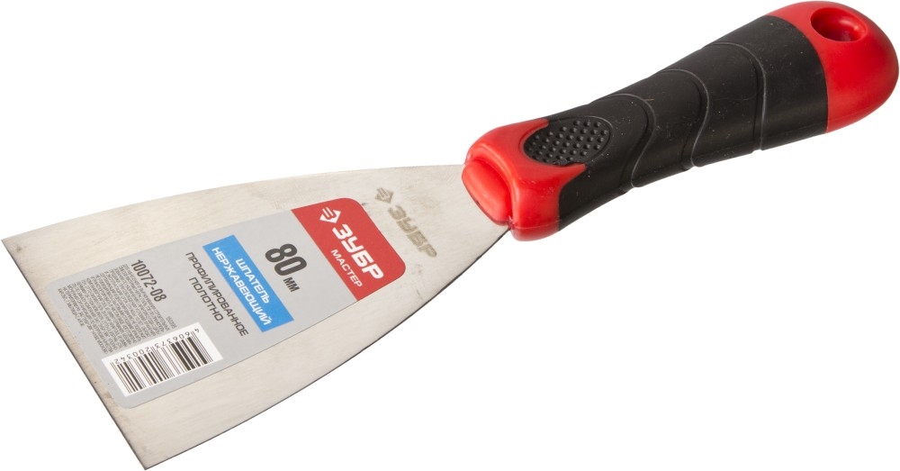 ЗУБР  80 мм, профилированное полотно, двухкомпонентная ручка, нержавеющий, шпатель (10072-08) 10072-08