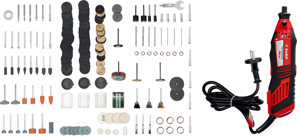 ЗУБР  172 предмета, 130 Вт, набор мини-насадок с гравером (ЗГ-130ЭК H172) ЗГ-130ЭК H172