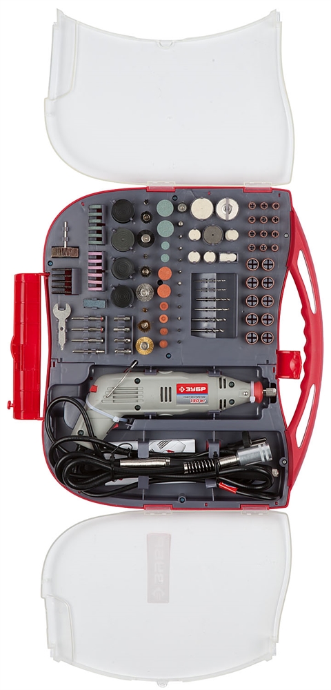 ЗУБР  219 предметов, 130 Вт, набор мини-насадок с гравером (ЗГ-130ЭК H219) ЗГ-130ЭК H219