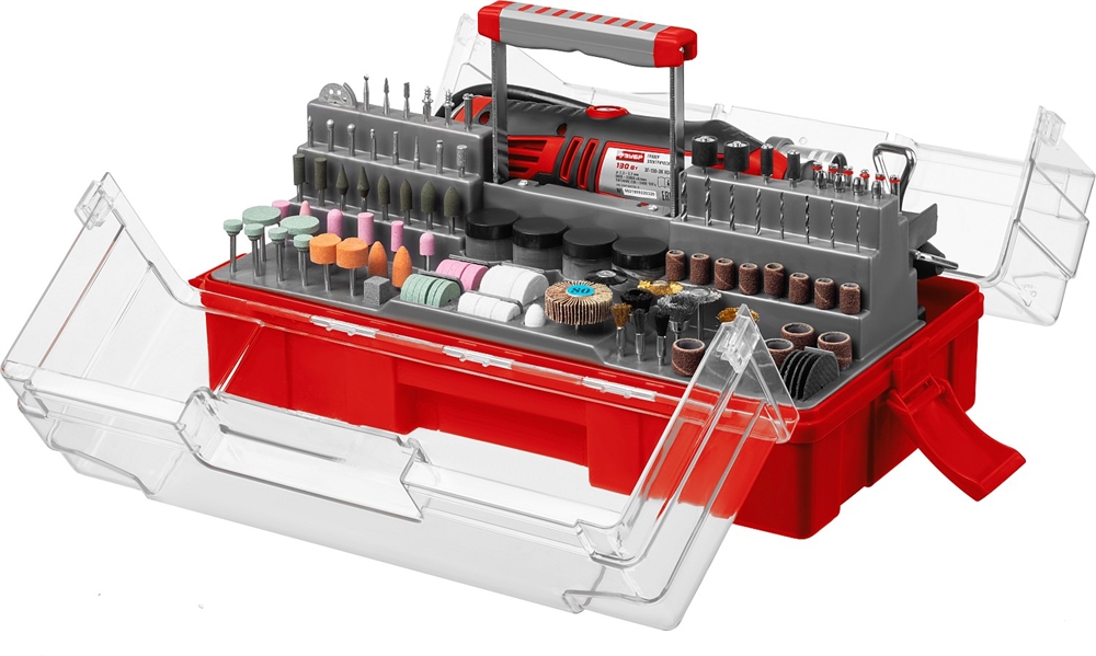 ЗУБР  242 предмета, 130 Вт, набор мини-насадок с гравером (ЗГ-130ЭК H242) ЗГ-130ЭК H242