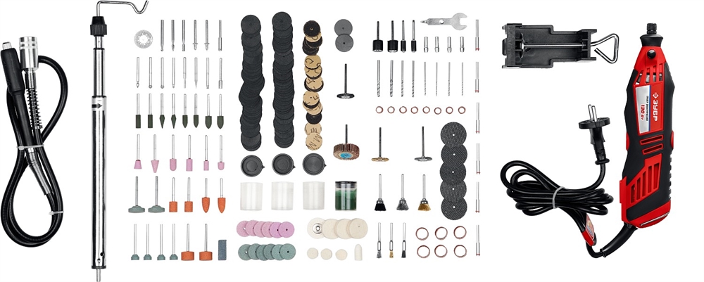 ЗУБР  242 предмета, 130 Вт, набор мини-насадок с гравером (ЗГ-130ЭК H242) ЗГ-130ЭК H242