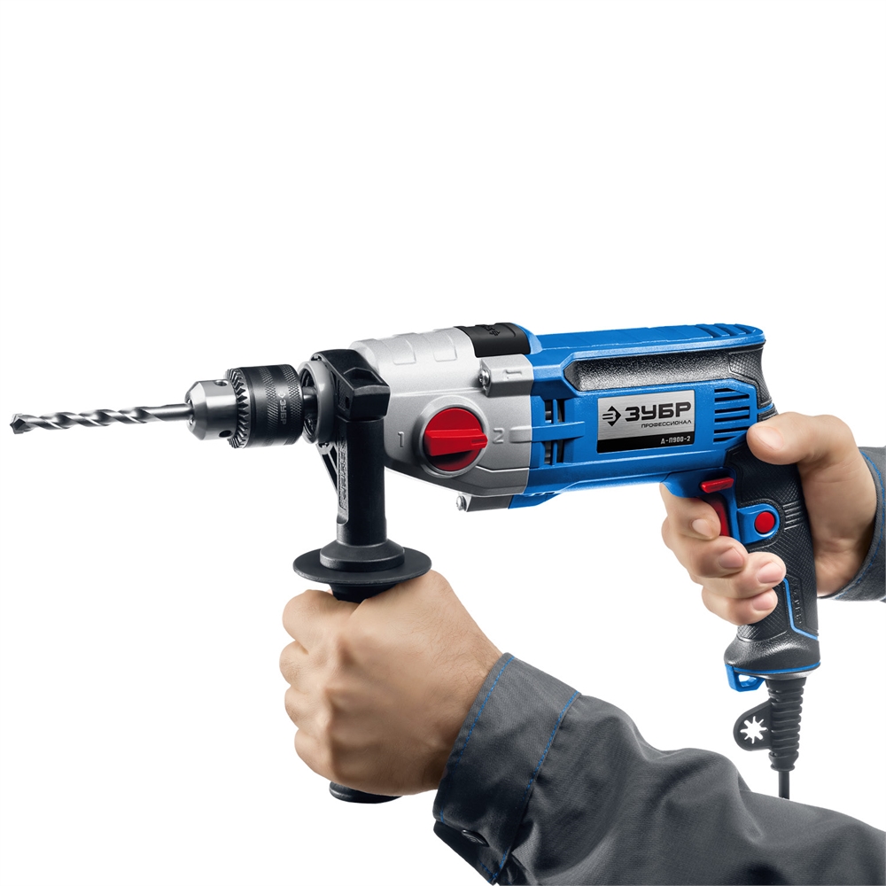 ЗУБР  900 Вт, 13 мм, безударная дрель, 2-скоростная, мет. корпус, Профессионал (Д-П900-2) Д-П900-2