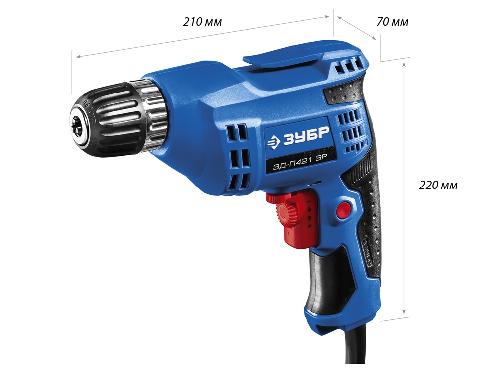 ЗУБР  420 Вт, 10 мм БЗП, безударная дрель, Профессионал (ЗД-П421 ЭР) ЗД-П421 ЭР