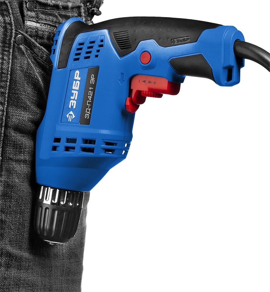 ЗУБР  420 Вт, 10 мм БЗП, безударная дрель, Профессионал (ЗД-П421 ЭР) ЗД-П421 ЭР