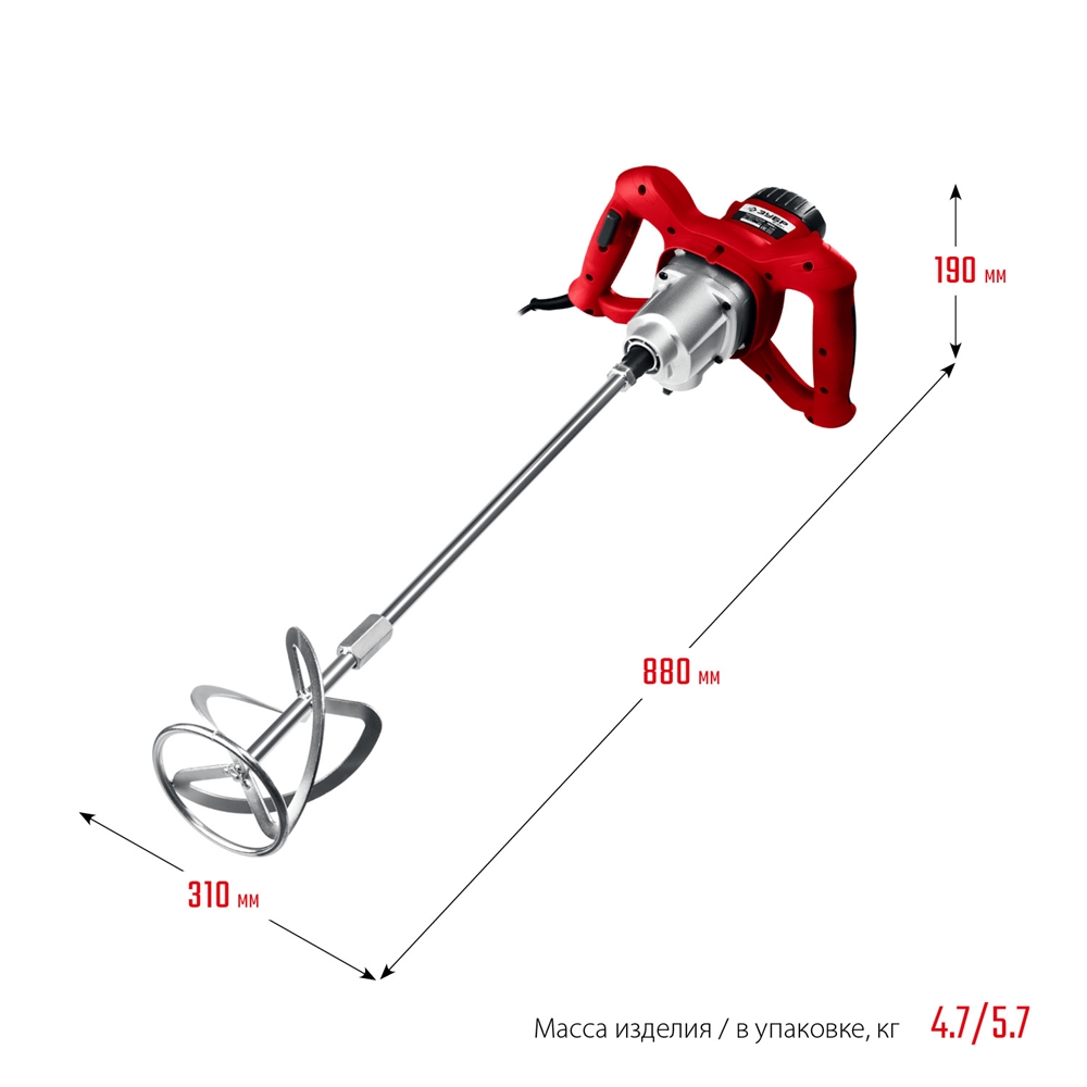ЗУБР  1050 Вт, М14, строительный миксер, 2 скорости (МР-1050-1) МР-1050-1