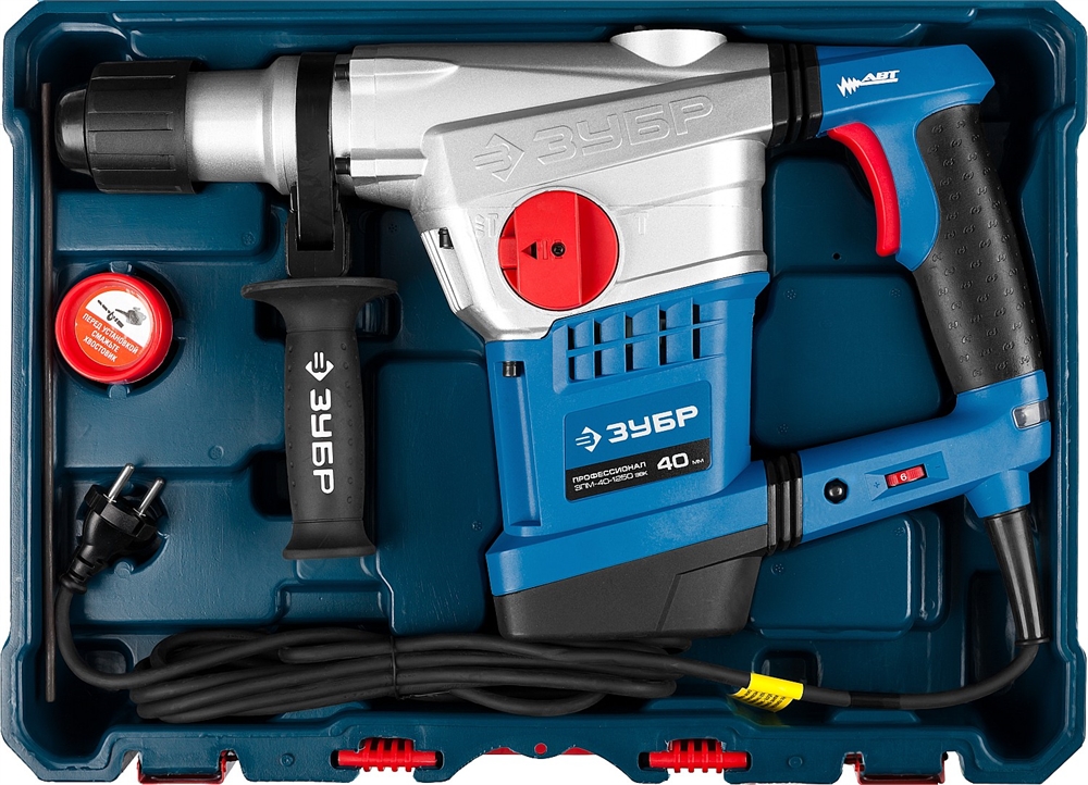 ЗУБР  40 мм, 1250 Вт, АВТ, перфоратор SDS-Max, Профессионал (ЗПМ-40-1250 ЭВК) ЗПМ-40-1250 ЭВК