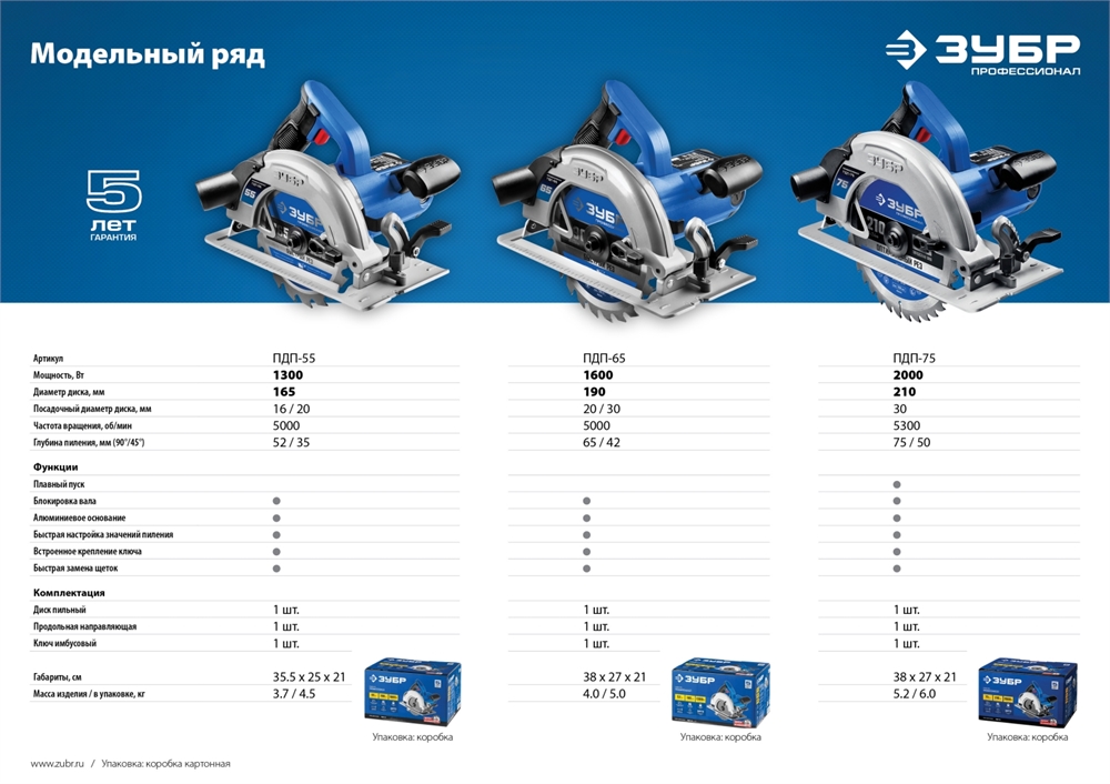 ЗУБР  d 210 мм, 2000 Вт циркулярная пила (дисковая), Профессионал (ПДП-75) ПДП-75