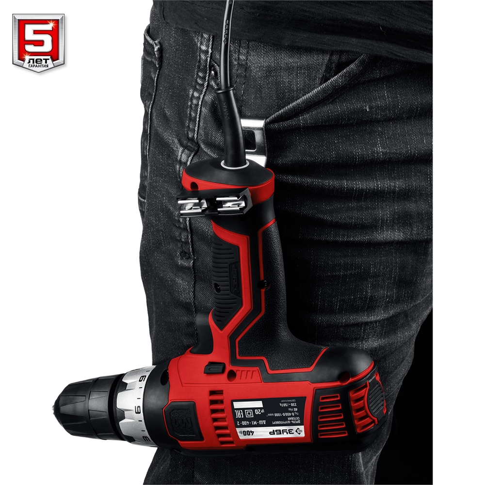 ЗУБР  400 Вт, 40 Н·м, сетевая дрель-шуруповерт (ДШ-М1-400-2) ДШ-М1-400-2