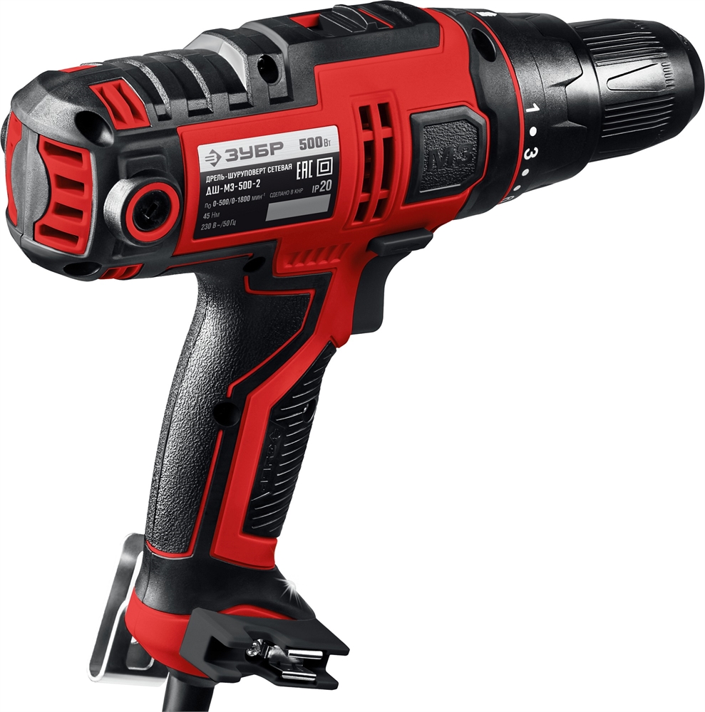 ЗУБР  500 Вт, 45 Н·м, сетевая дрель-шуруповерт (ДШ-М3-500-2) ДШ-М3-500-2