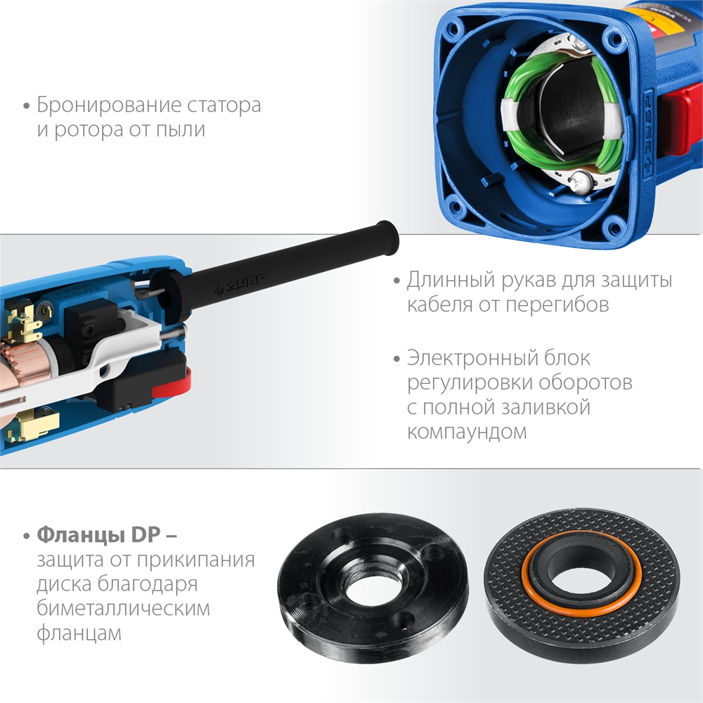 ЗУБР  1100 Вт, d125 мм, УШМ, регулировка оборотов, Профессионал (УШМ-П125-1100 Э) УШМ-П125-1100 Э