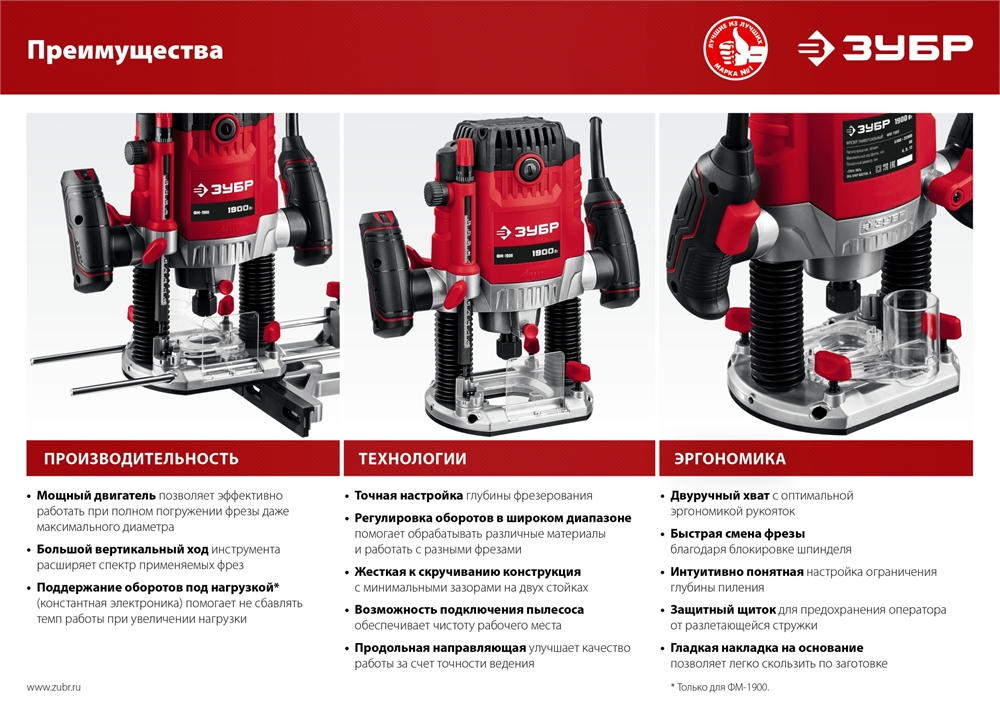 ЗУБР  1900 Вт, 50 мм, универсальный фрезер (ФМ-1900) ФМ-1900