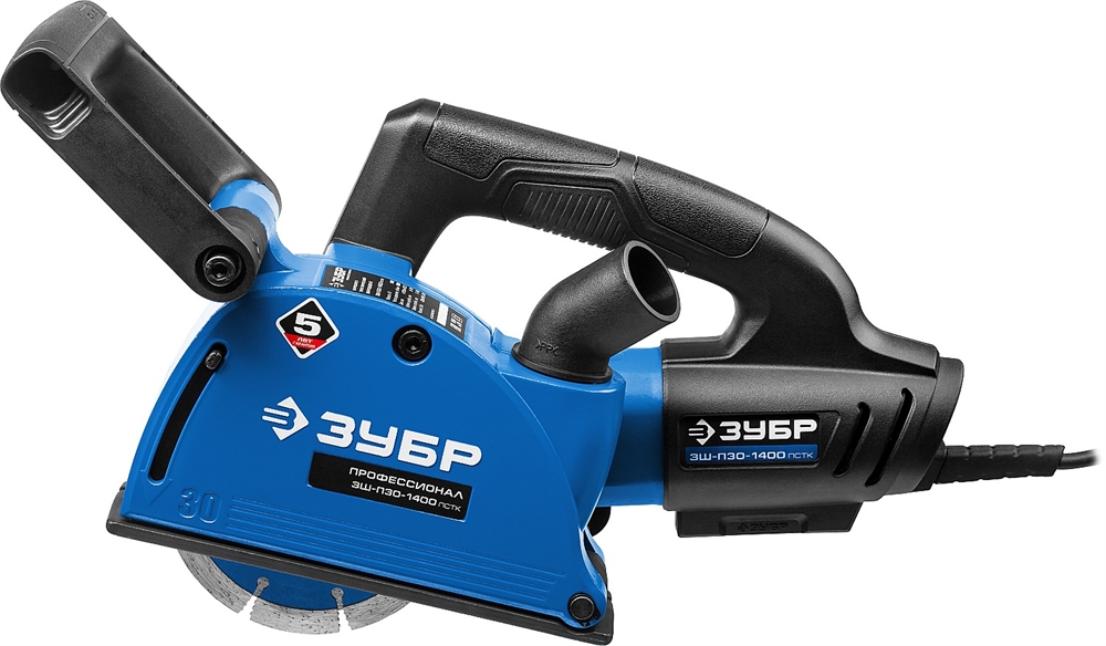 ЗУБР  d 125 мм, 1400 Вт, 30 мм, штроборез (бороздодел), кейс, Профессионал (ЗШ-П30-1400 ПСТК) ЗШ-П30-1400 ПСТК