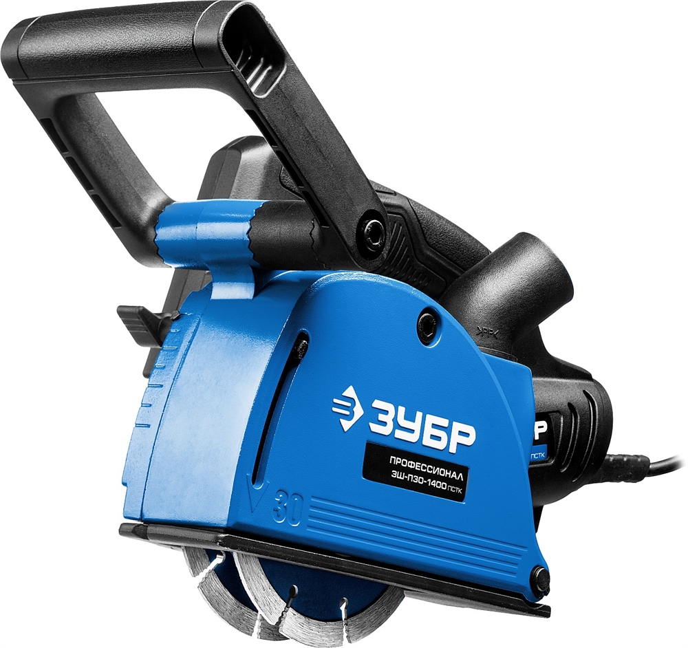ЗУБР  d 125 мм, 1400 Вт, 30 мм, штроборез (бороздодел), кейс, Профессионал (ЗШ-П30-1400 ПСТК) ЗШ-П30-1400 ПСТК