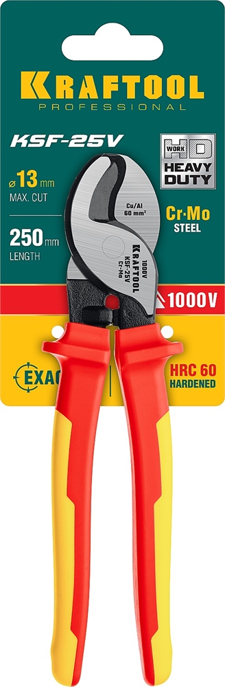 KRAFTOOL  KSF-25V, d 13 мм, 250 мм, VDE, 1000 В, усиленный, диэлектрический кабелерез (23334-25V) 23334-25V