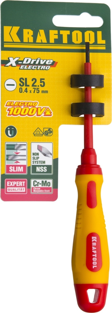 KRAFTOOL  SL2.5 х 75 мм, высоковольтная отвертка (250083-2.5-075) 250083-2.5-075