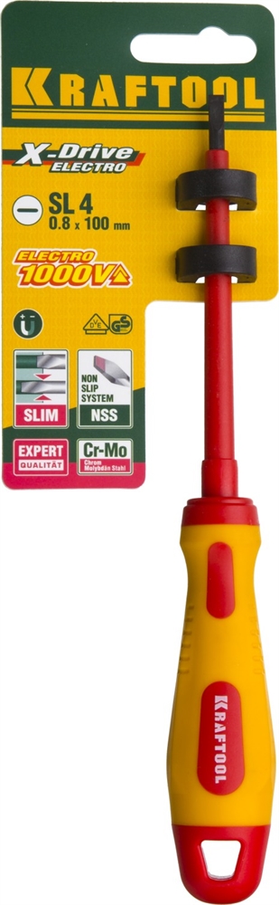 KRAFTOOL  SL4 х 100 мм, высоковольтная отвертка (250083-4.0-100) 250083-4.0-100
