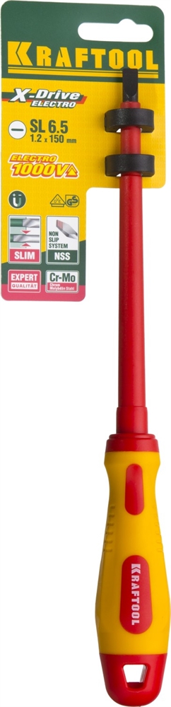 KRAFTOOL  SL6.5 х 150 мм, высоковольтная отвертка (250083-6.5-150) 250083-6.5-150