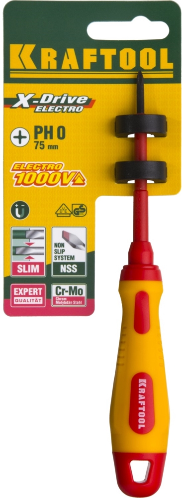 KRAFTOOL  PH0 х 60 мм, высоковольтная отвертка (250084-0-060) 250084-0-060