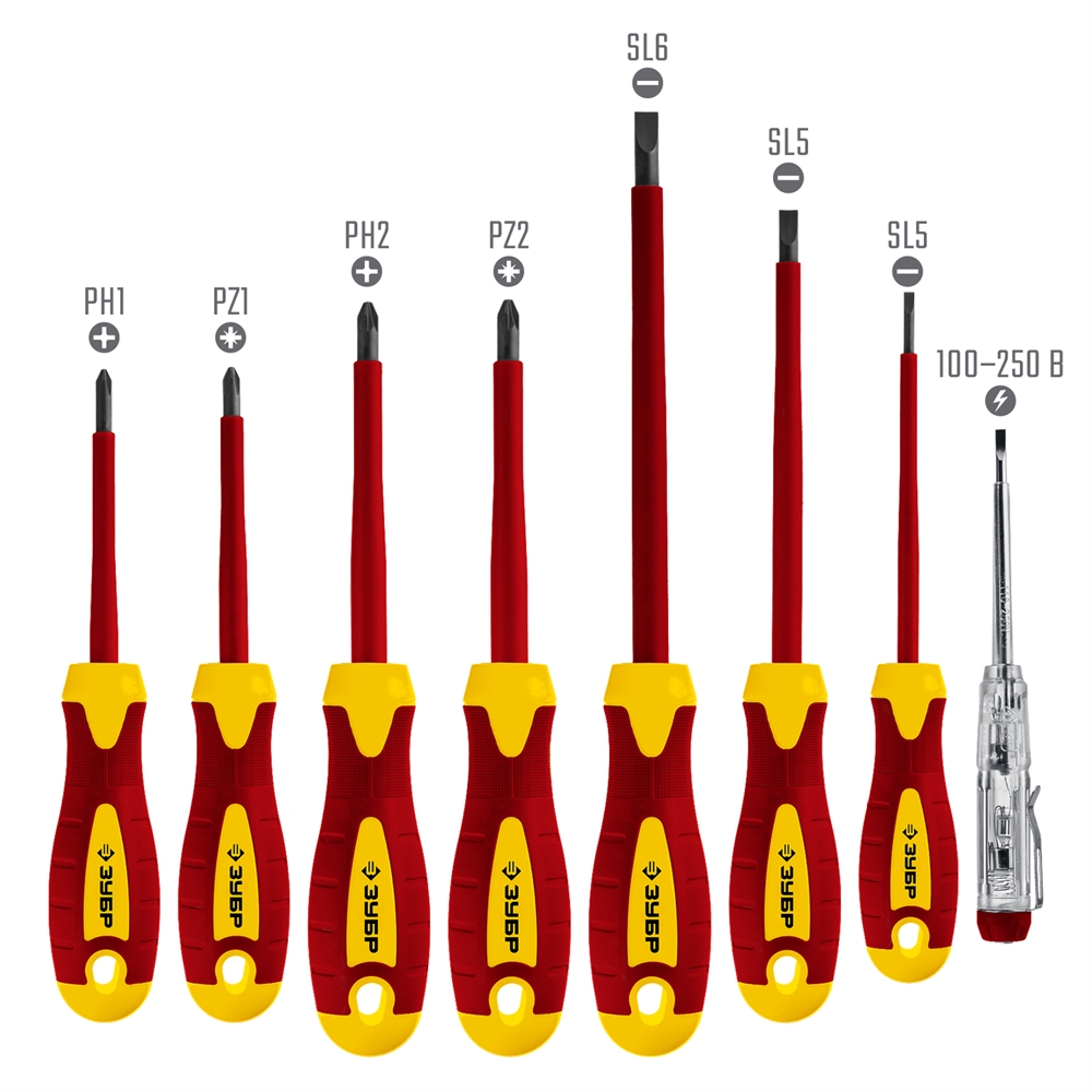 ЗУБР  8 предм, набор диэлектрических отверток, Профессионал (25268) 25268