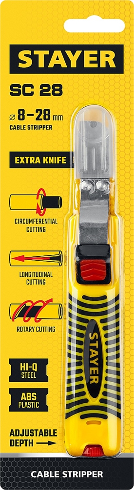 STAYER  SC-28, 8 -2 8 мм, стриппер для снятия изоляции кабелей (2-45303) 2-45303_z01