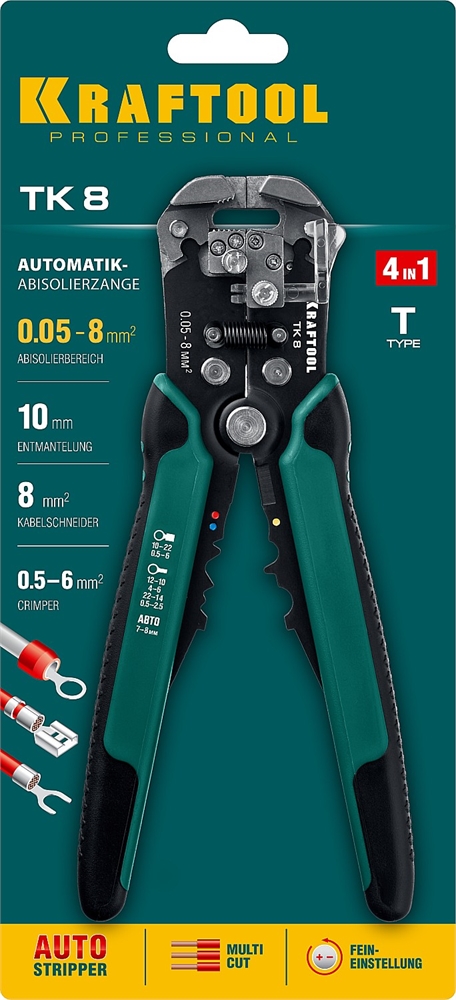 KRAFTOOL  TK-8, 0.05 - 8 мм2, автоматический стриппер (22637) 22637